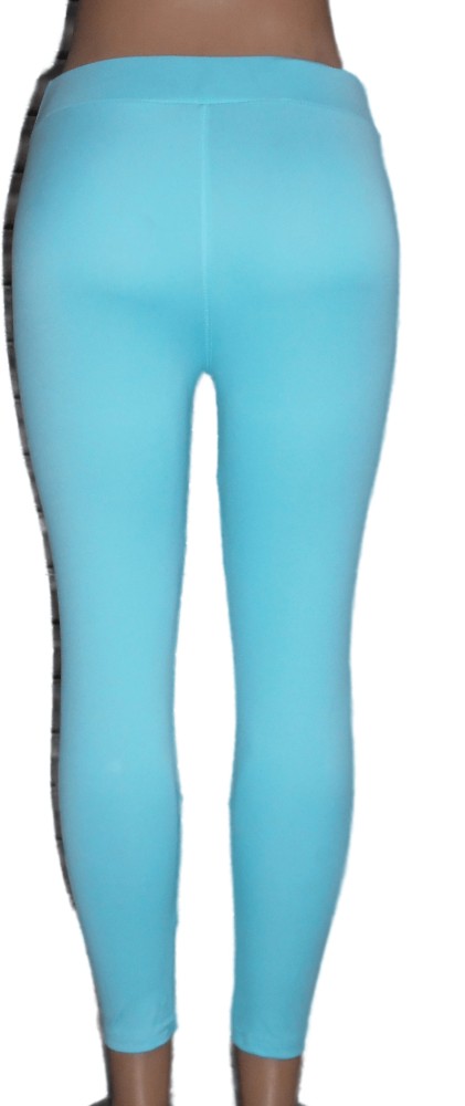 Crazy Fits Solid Women Blue Tights - Buy Crazy Fits Solid Women