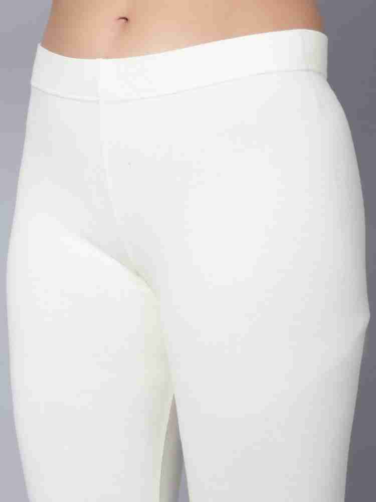 UNFLD Solid Women White Tights - Buy UNFLD Solid Women White