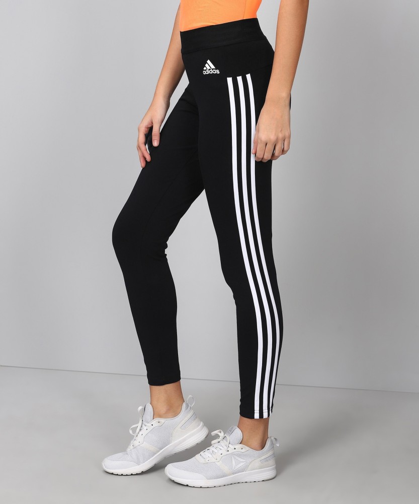 adidas, Pants & Jumpsuits, Adidas Black Climalite White 3 Stripe Tights  Highrise Leggings Womens Small