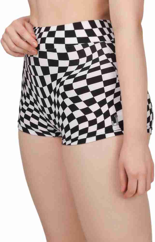 Black and white checkered biker shorts top