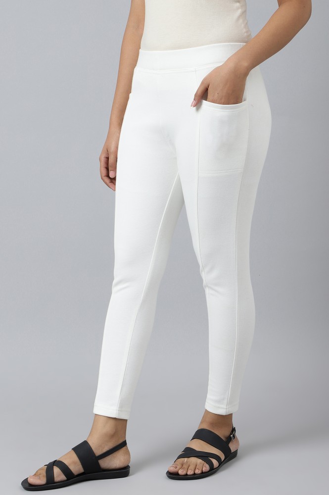 Buy Aurelia Off- White Solid Tights online