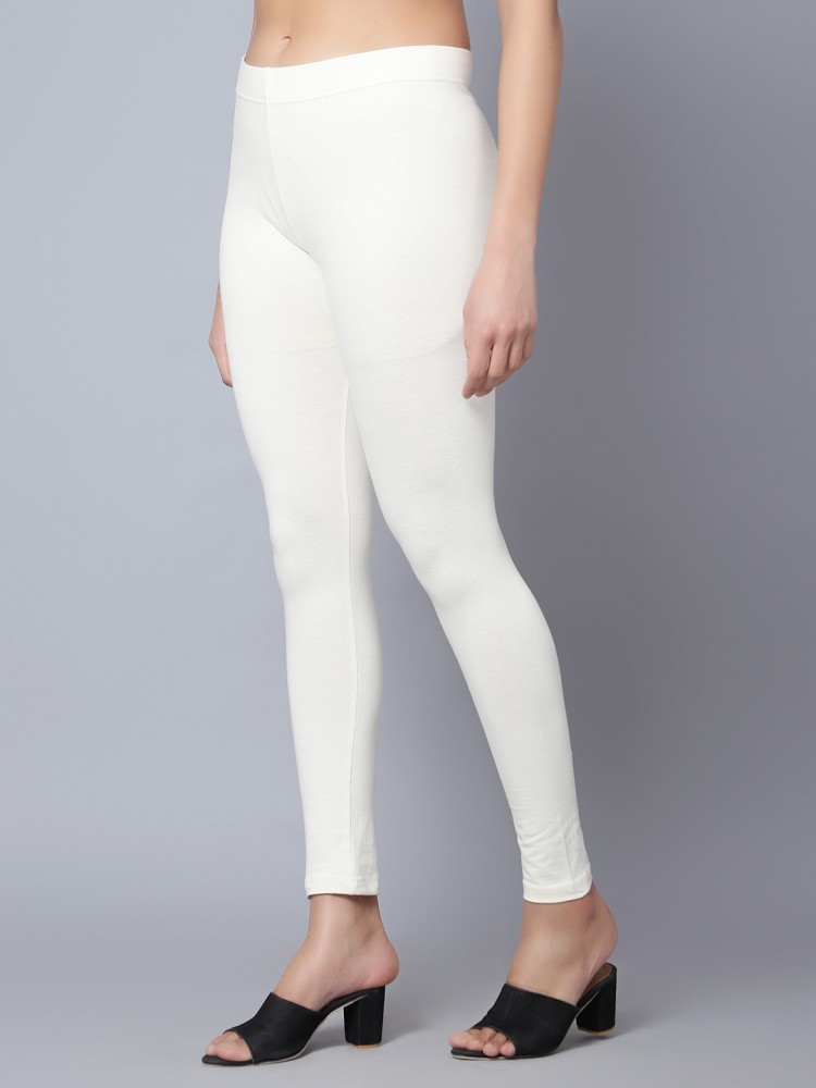 UNFLD Solid Women White Tights - Buy UNFLD Solid Women White