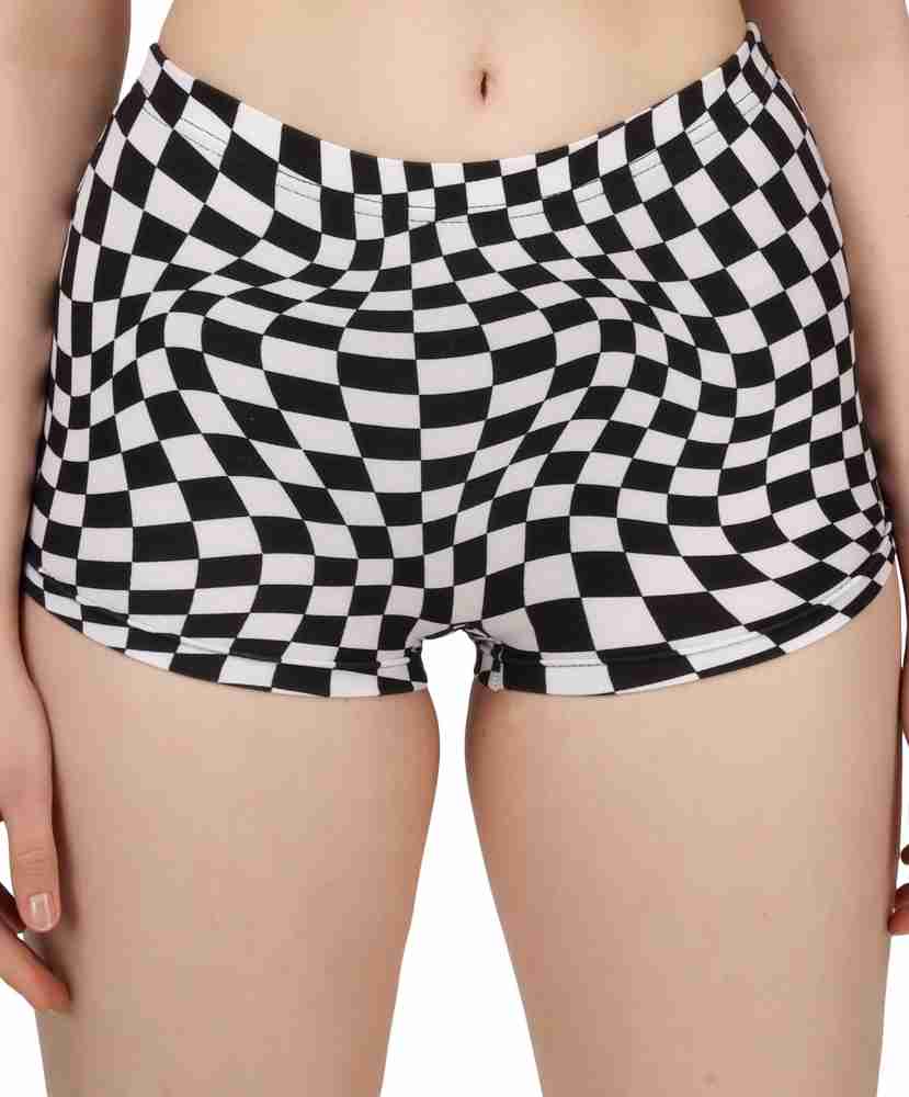 Black and white checkered biker shorts sales