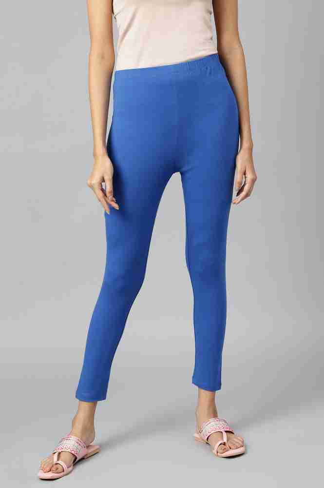 Buy online Blue Cotton Leggings from Capris & Leggings for Women by Elleven  By Aurelia for ₹250 at 64% off