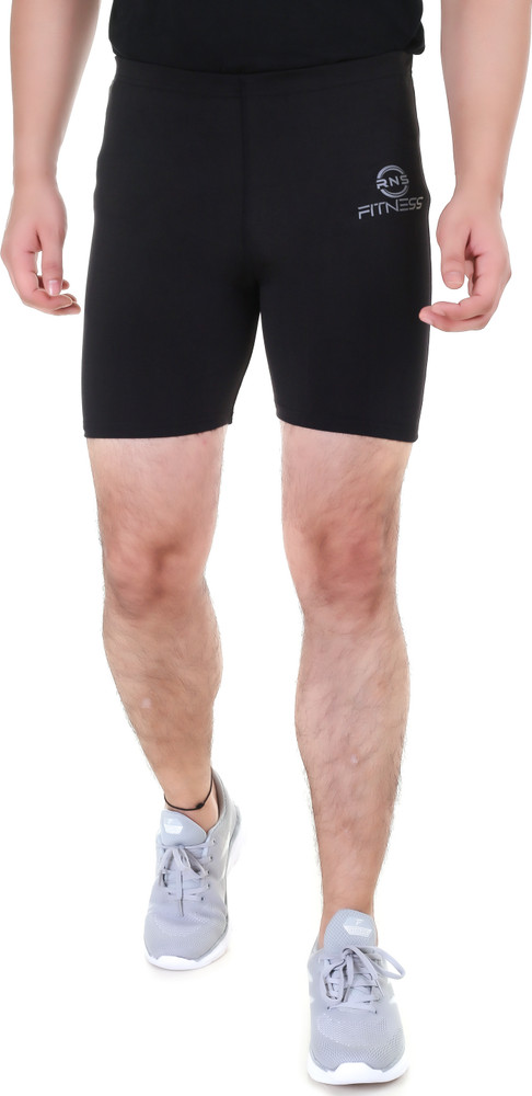 RNS FITNESS Solid Men Black Compression Shorts Gym Shorts