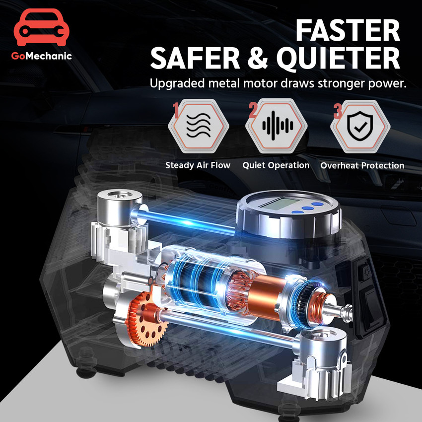 Quiet outlet tyre inflator