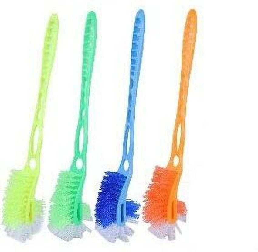 STRUGGLINGINC Double Sided Toilet Cleaning Brush for Cleaning Easy to Hold,  Combo HOCKEY TOILET CLEANER BRASH,Washbasin / Sink Cleaning Strong Plastic  Hand Nylon Combo Brush (Multicolor)Toilet Brush with long grip brush ,Toilet