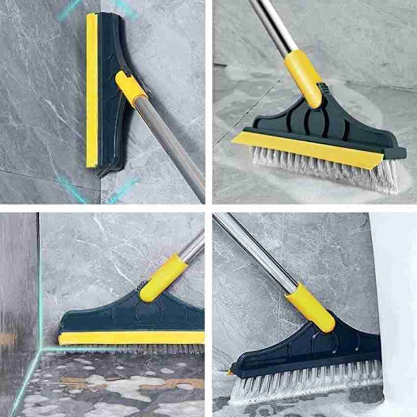 Purabelle Bathroom Brush Cleaning Brush with Wiper 2in1 Tiles Floor Scrub  with Long Handle Plastic Wet and Dry Brush Price in India - Buy Purabelle Bathroom  Brush Cleaning Brush with Wiper 2in1