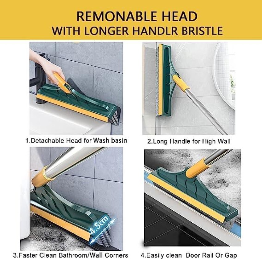 Squeegee Broom for Floor, 18'' Rubber Squeegee with 60'' Long Handle for  Bathroom Tile, Garage Concrete, Deck, Shower Glass, Window Cleaning, Heavy  Duty Household Floor Wiper 
