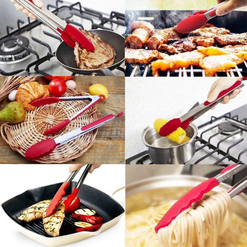1pc Stainless Steel Noodle Tongs Pasta Spaghetti Tongs Food Clips Stainless  Steel Handle Cooking Utensils Kitchen Accessories, 9in