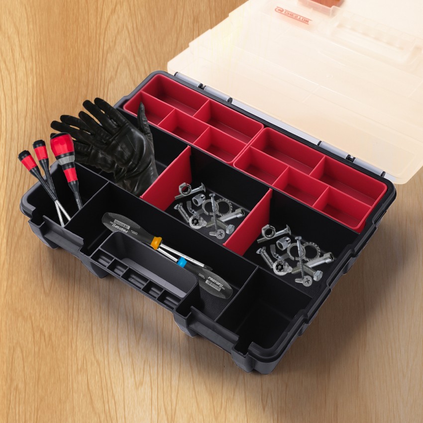 Cheston Tool Organiser Box Empty Stackable Multi Utility Storage 20  Compartment Box for Wrench Screwdriver Sockets Screw and Small Tools  Durable Plastic Tool Box with Tray Price in India - Buy Cheston