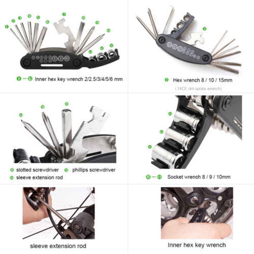 Nexshop Cycle Tool Kit 16 in 1 Function Multi Purpose Bicycle