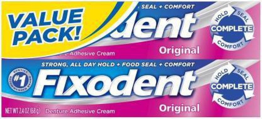 Fixodent Complete Original Denture Adhesive Cream, 2.4 oz, Pack of 2