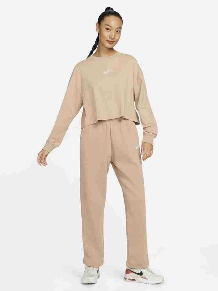 NIKE Casual Solid Women Beige Top Buy NIKE Casual Solid Women