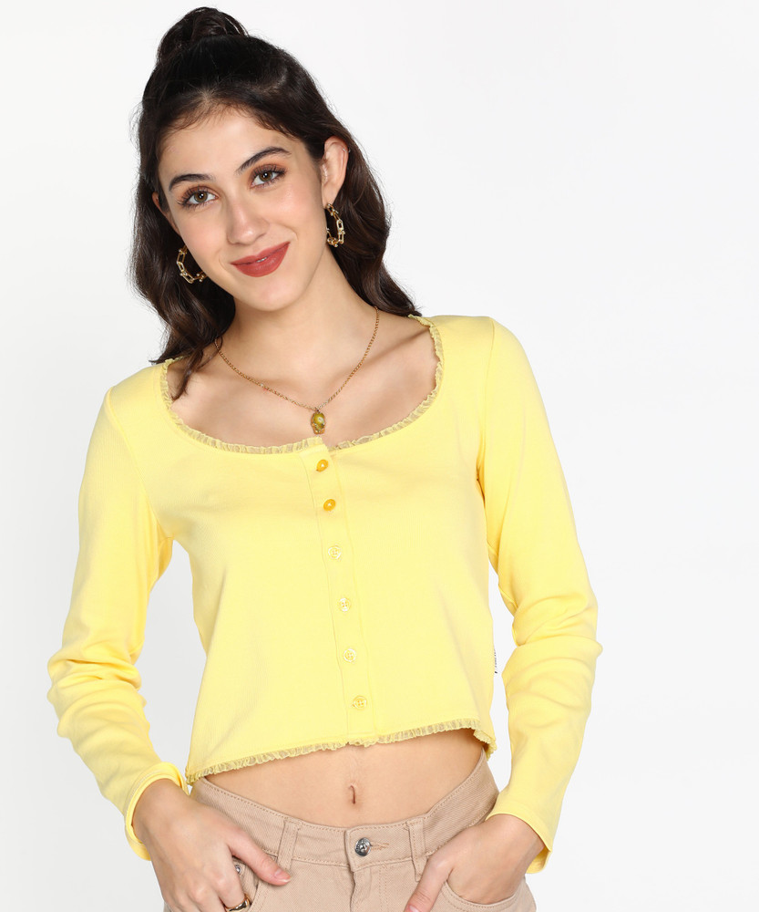 Forever 21 yellow shop crop top