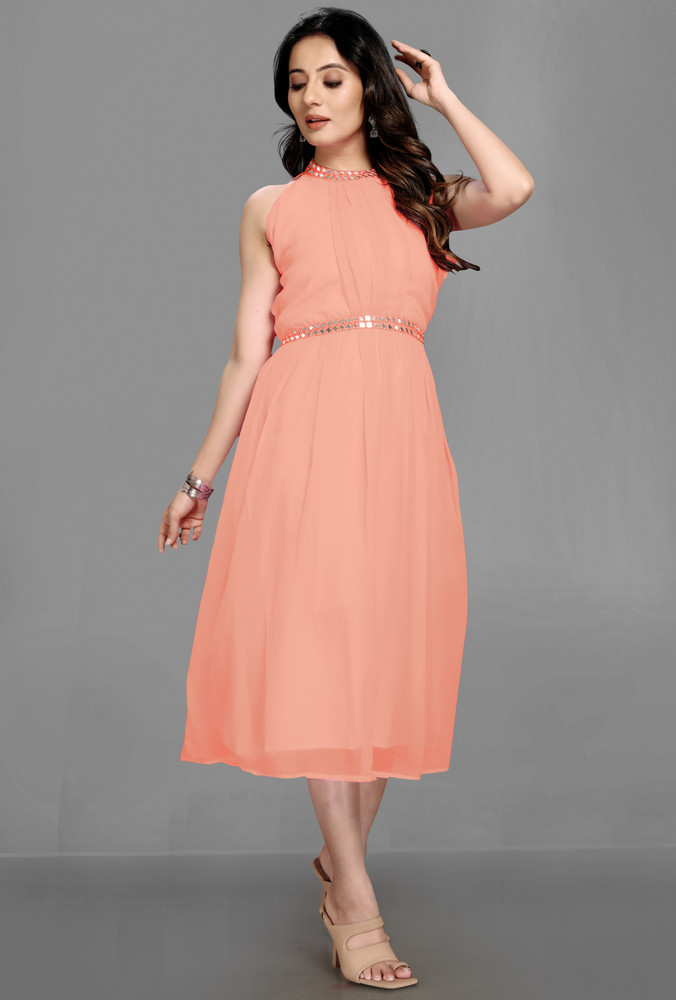 Orange colour one piece dress online