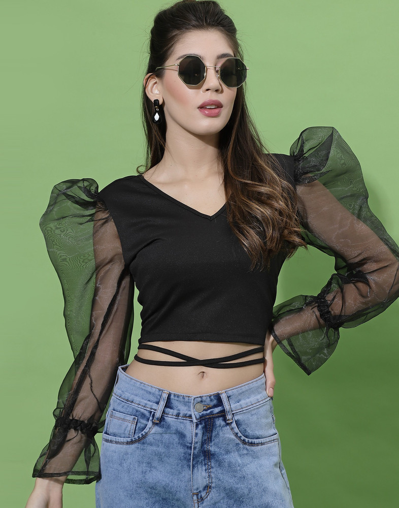 full sleeve crop top flipkart
