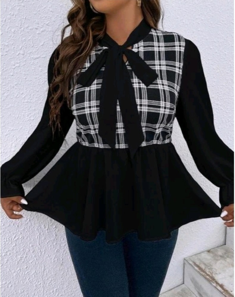 GS Fashion collection Casual Checkered Women Black Top Buy GS Fashion collection Casual Checkered Women Black Top Online at Best Prices in India Flipkart