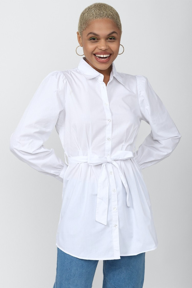 FOREVER 21 Women Solid Casual White Shirt Buy FOREVER 21 Women