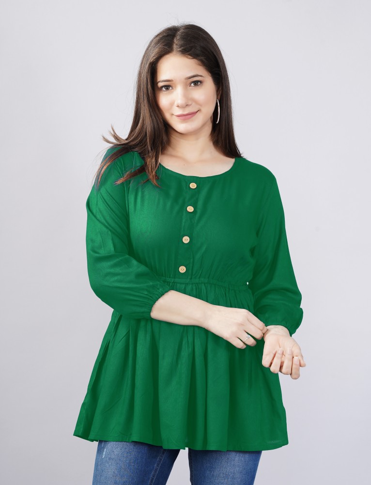 JAYRA TEXTILE Casual Solid Women Green Top Buy JAYRA TEXTILE Casual Solid Women Green Top Online at Best Prices in India Flipkart