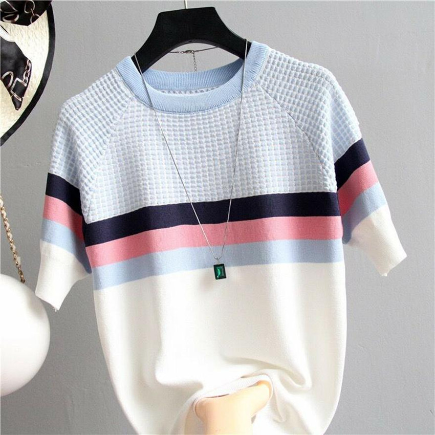 HSR Casual Color Block Women Blue Top
