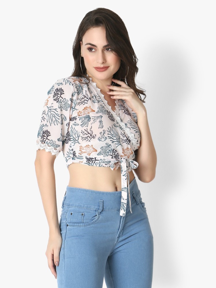 Buy online Women's Crop Round Neck Top from western wear for Women by  Oxolloxo for ₹600 at 66% off