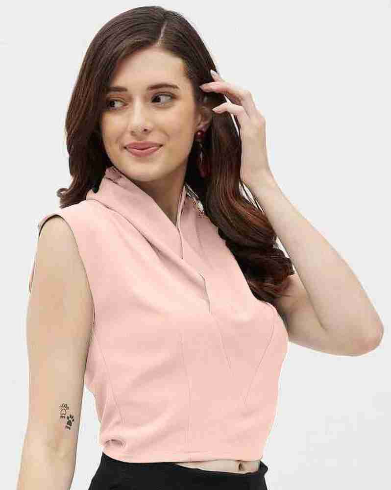 Waridashi Casual Solid Women Pink Top - Buy Waridashi Casual Solid