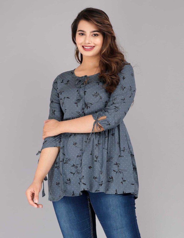 Shyam Collection Casual Printed Women Grey Top Buy Shyam