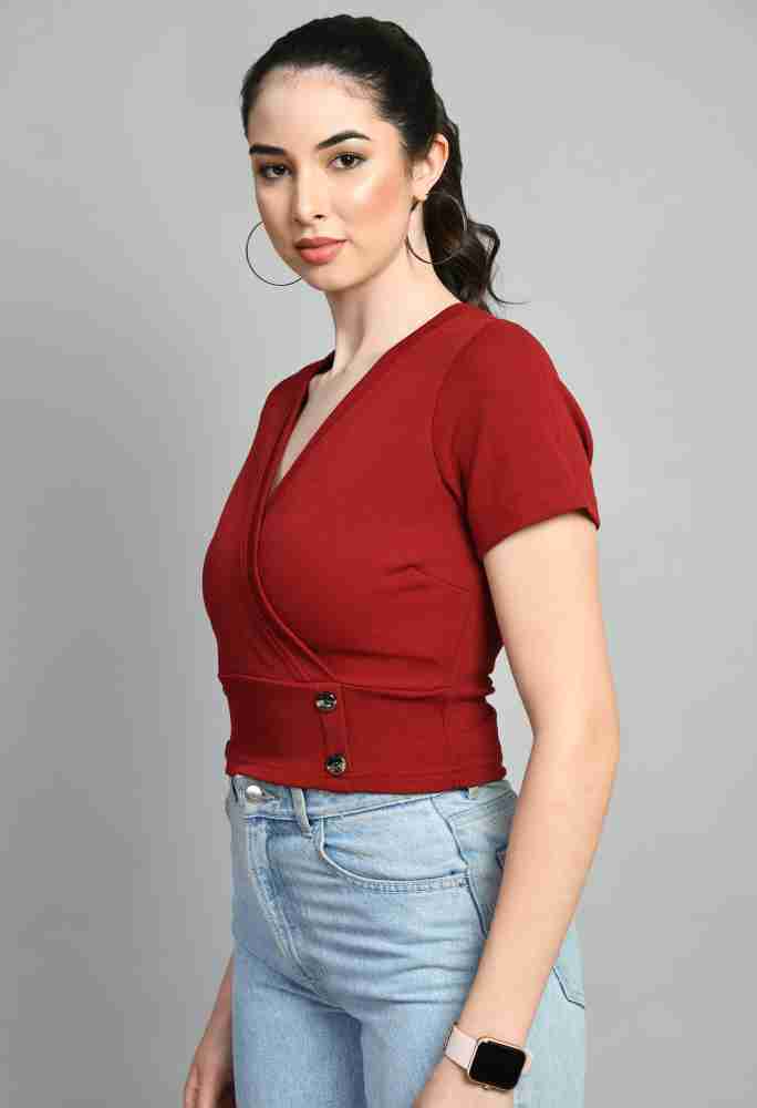 IUGA Casual Solid Women Maroon Top - Buy IUGA Casual Solid Women Maroon Top  Online at Best Prices in India