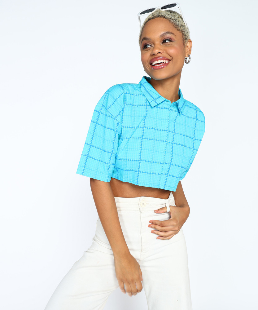 FOREVER 21 Casual Short Sleeve Checkered Women Dark Blue Light Blue Top Buy FOREVER 21 Casual Short Sleeve Checkered Women Dark Blue Light Blue Top Online at Best Prices in India Flipkart