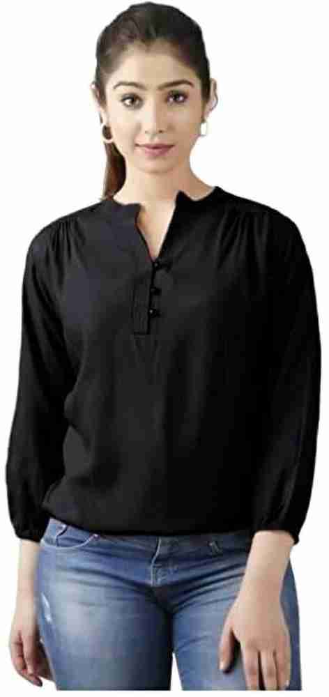 Full Sleeve Zipper Tops for Women, Solid Color Casual (Black) at Rs  140/piece, Women Tops in Indore
