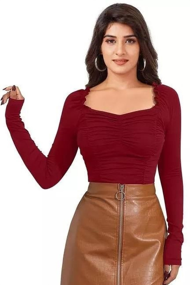 Buy Tories Casual Solid Women Maroon Top Online at Best Prices in India Flipkart