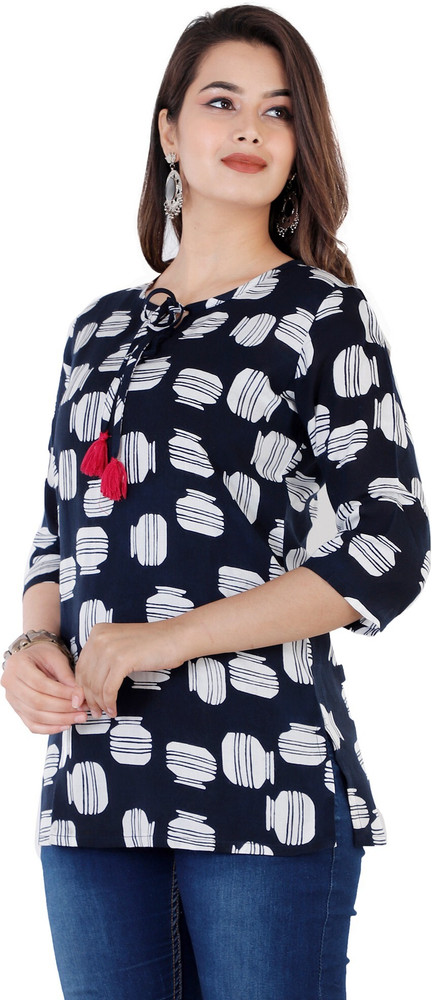 Nnavdha Casual Printed Women Blue White Top Buy Nnavdha Casual Printed Women Blue White Top Online at Best Prices in India Flipkart