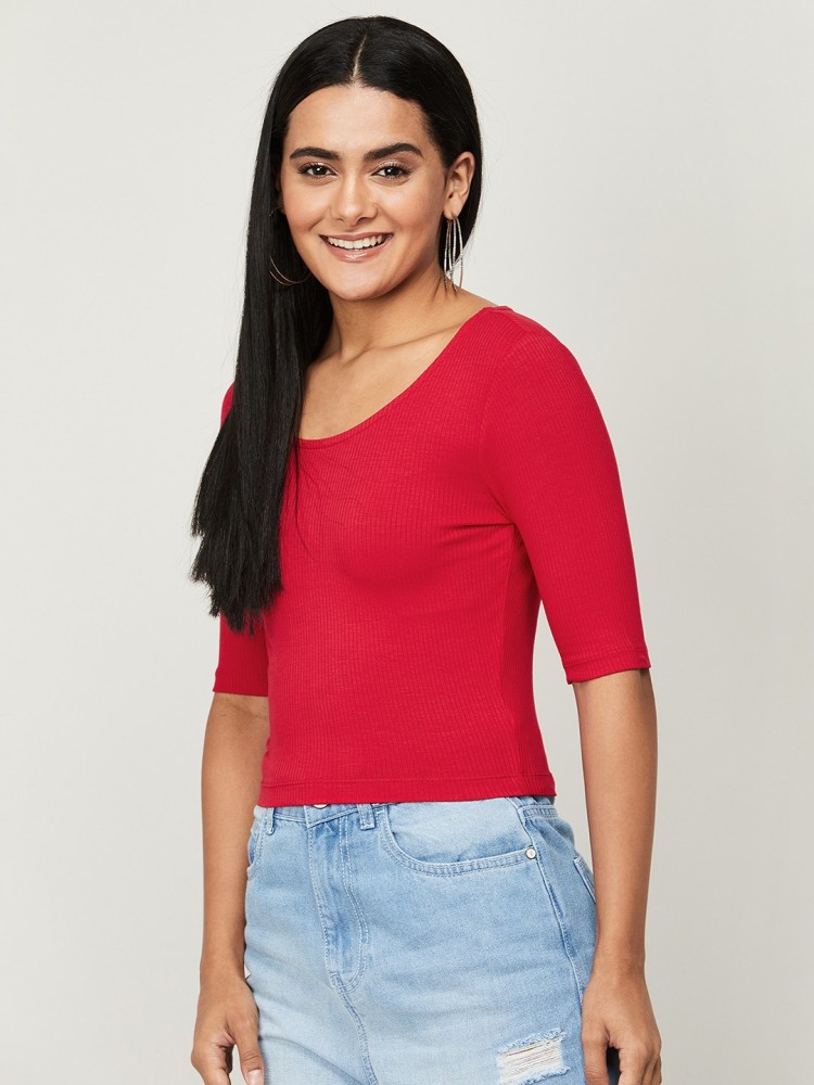 Ginger by Lifestyle Casual Solid Women Red Top - Buy Ginger by Lifestyle  Casual Solid Women Red Top Online at Best Prices in India