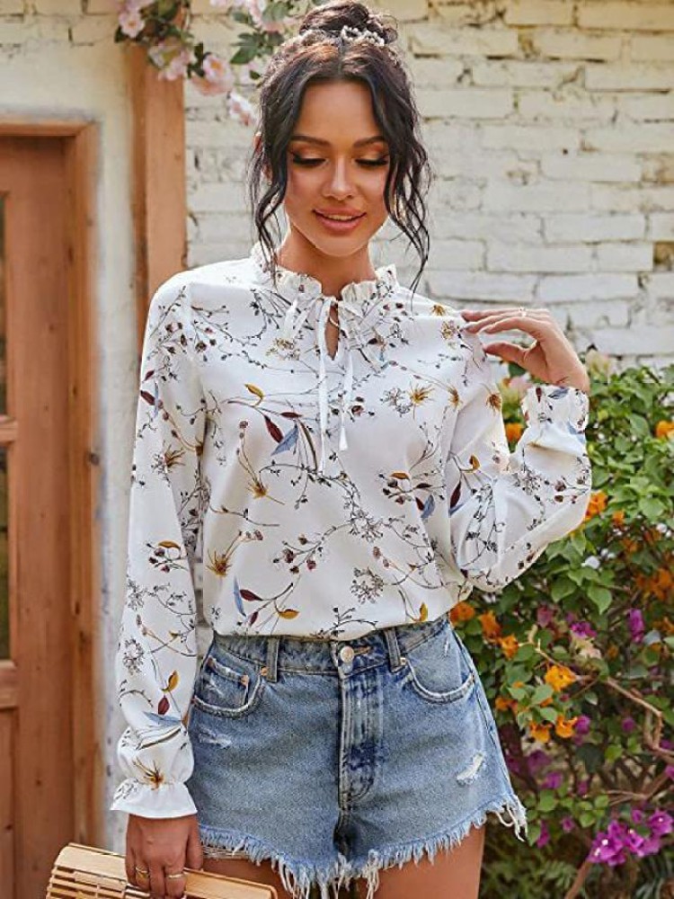 Fashion2wear Casual Floral Print Women White Top - Buy Fashion2wear Casual  Floral Print Women White Top Online at Best Prices in India