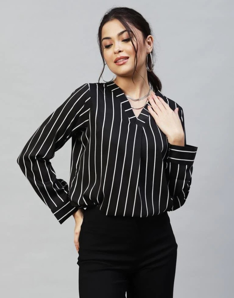 Buy Harpa Women Black Striped Top Online at Best Prices in India