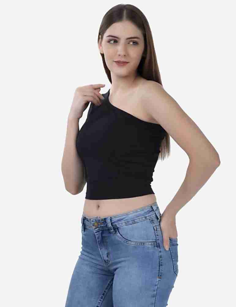 Half shoulder black top hot sale