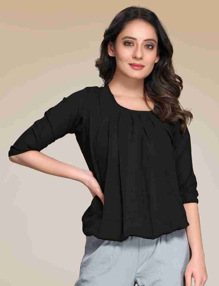 21 CENTURY Casual Solid Women Black Top - Buy 21 CENTURY Casual Solid Women  Black Top Online at Best Prices in India