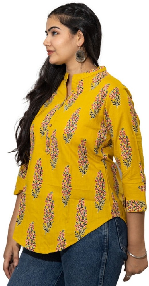 Tunicaa Casual Printed Women Yellow Top - Buy Tunicaa Casual Printed Women  Yellow Top Online at Best Prices in India