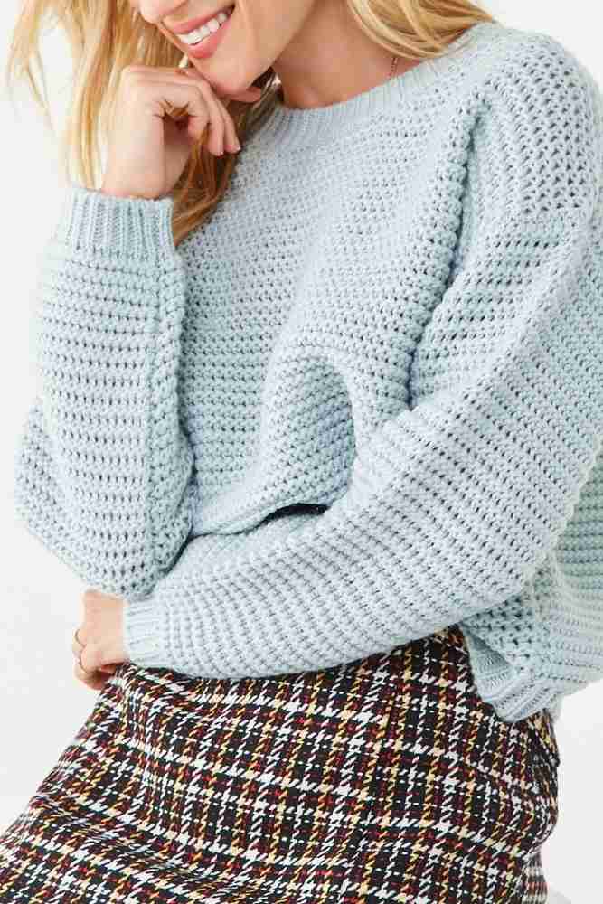 FOREVER 21 Self Design Round Neck Casual Women Light Blue Sweater Buy FOREVER 21 Self Design Round Neck Casual Women Light Blue Sweater Online at Best Prices in India Flipkart