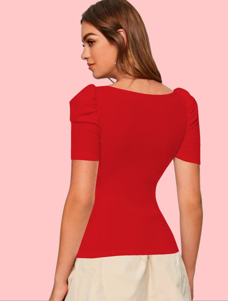 Maheshvi Casual Solid Women Red Top - Buy Maheshvi Casual Solid Women Red  Top Online at Best Prices in India