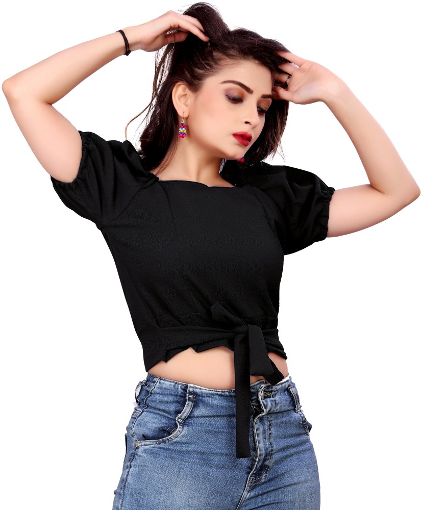 Moshe Casual Sleeveless Self Design Women Black Top - Buy Moshe Casual  Sleeveless Self Design Women Black Top Online at Best Prices in India