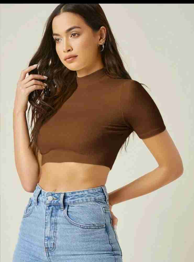 SONIC FASHION Casual Solid Women Brown Top - Buy SONIC FASHION Casual Solid  Women Brown Top Online at Best Prices in India