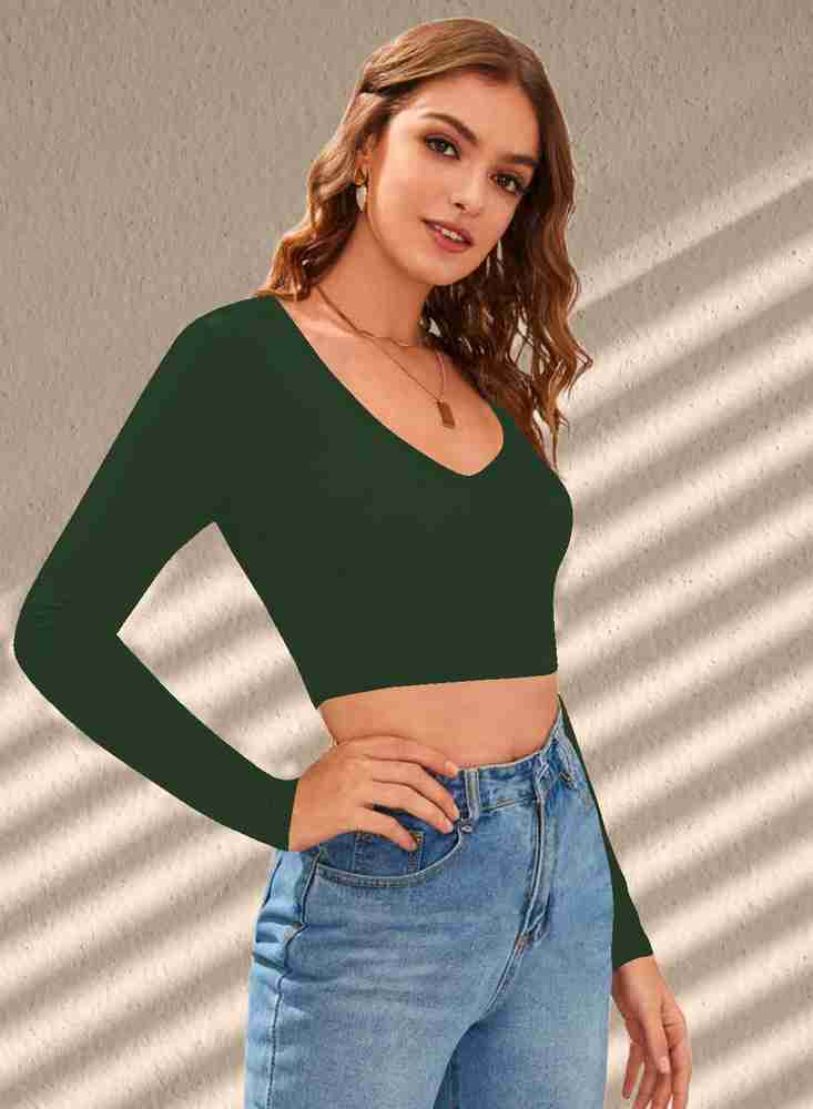 Dark green crop outlet top outfit