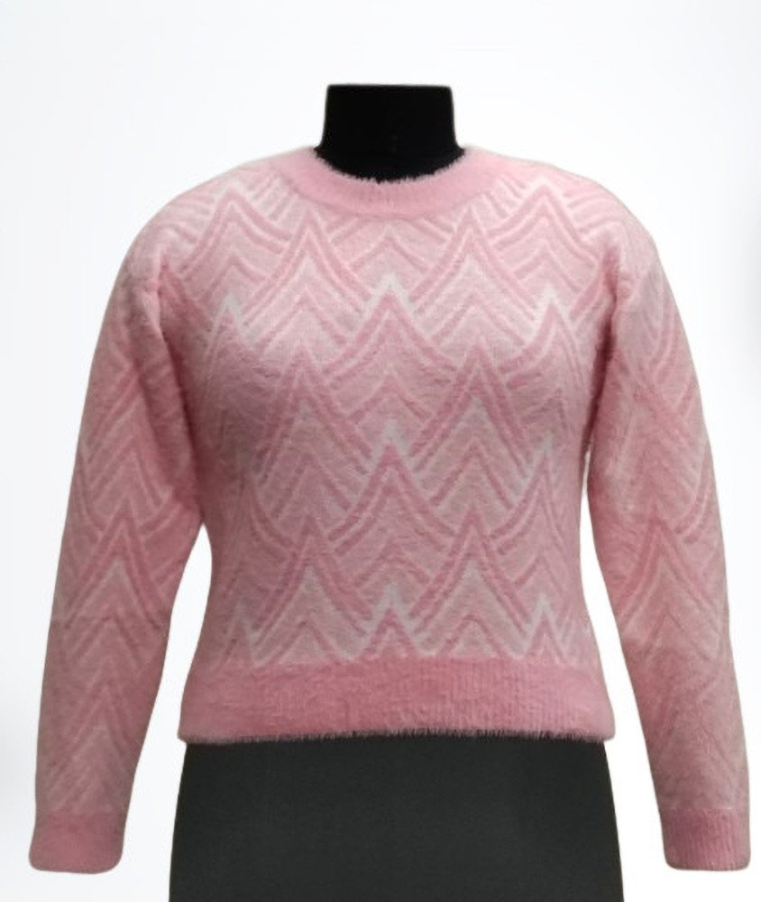VERTIKO Striped Round Neck Casual Women Pink Sweater Buy VERTIKO