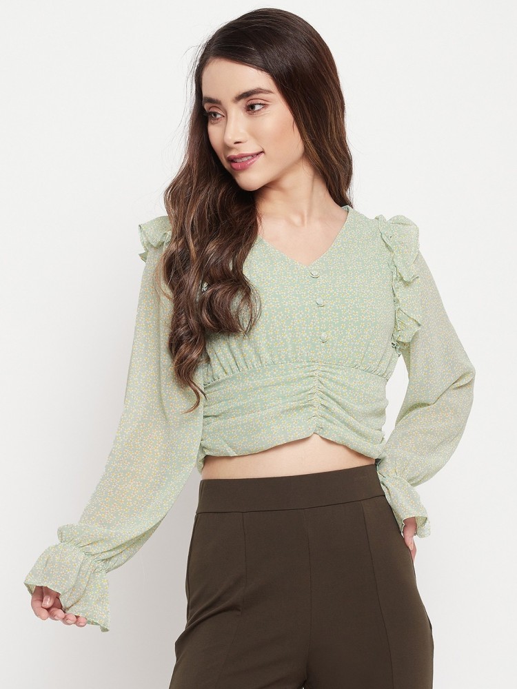 MADAME Casual Printed Women Green Top Buy MADAME Casual Printed Women Green Top Online at Best Prices in India Flipkart