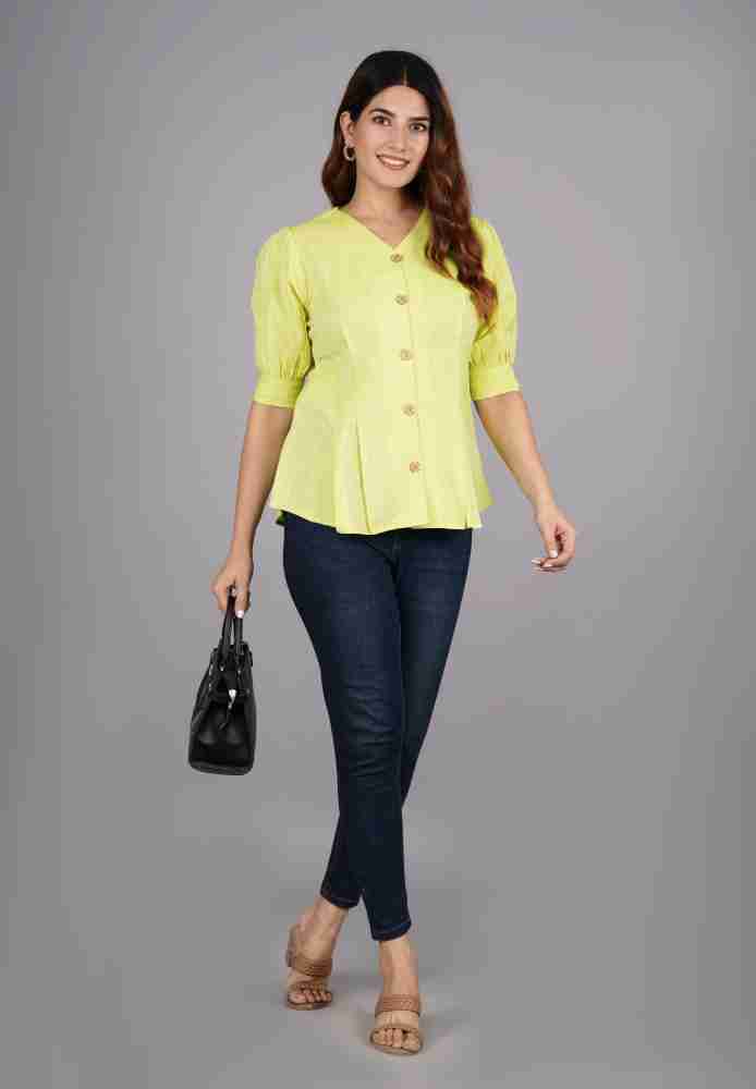 Buy URT Casual Self Design Women Yellow Top Online at Best Prices in India Flipkart