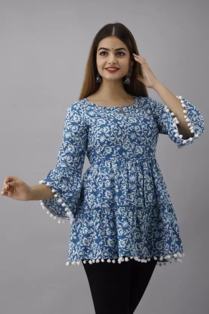 Kanika trader Casual Printed Women White Blue Top Buy Kanika trader Casual Printed Women White Blue Top Online at Best Prices in India Flipkart