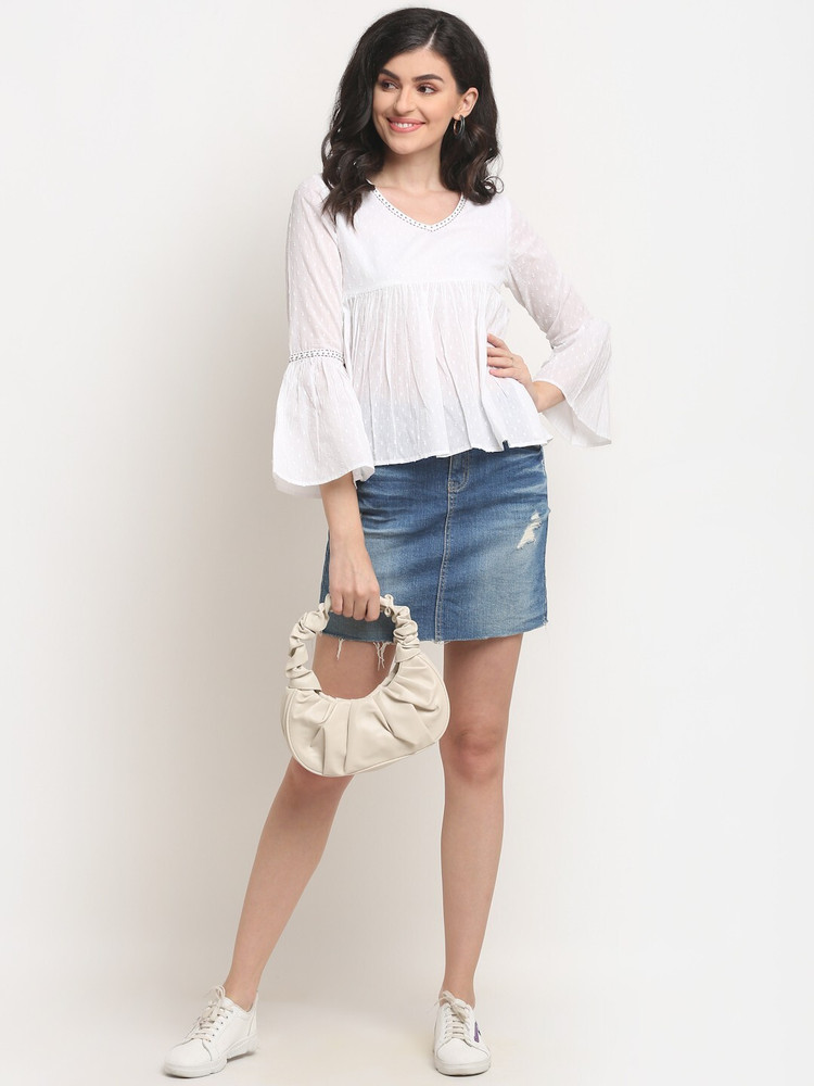 La Zoire Casual Solid Women White Top Buy La Zoire Casual Solid Women White Top Online at Best Prices in India Flipkart