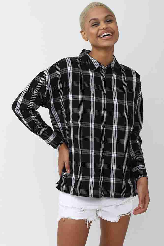 FOREVER 21 Women Checkered Casual Black Shirt Buy FOREVER 21